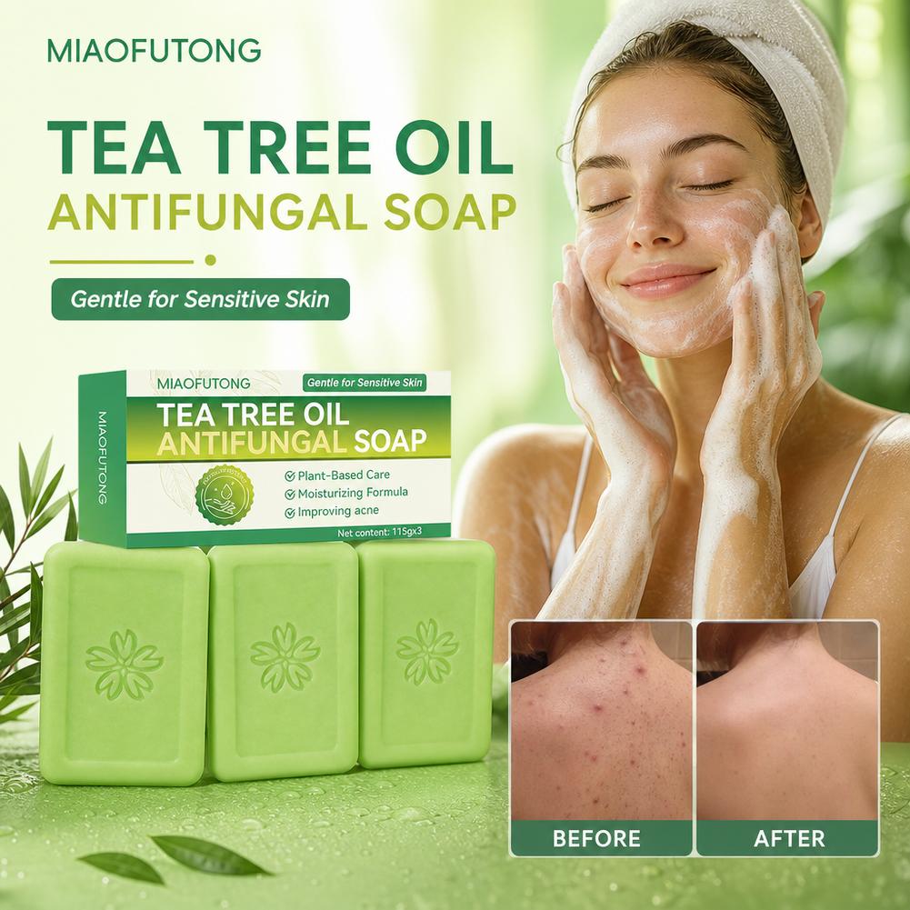 3pcs Tea Tree Oil Soap Bar Nat - Castor Oil Soap ulasan dan harga