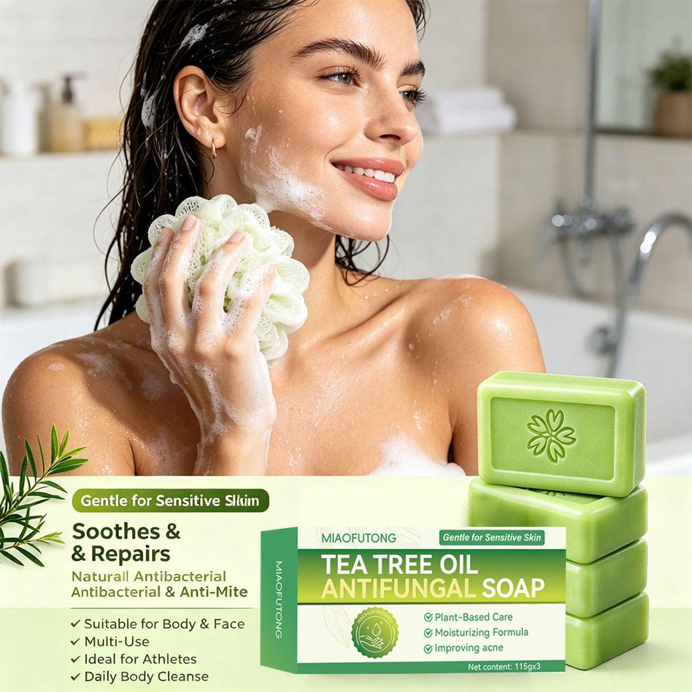 3pcs Tea Tree Oil Soap Bar Nat - Castor Oil Soap ulasan dan harga