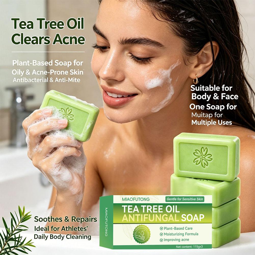 3pcs Tea Tree Oil Soap Bar Nat - Castor Oil Soap ulasan dan harga