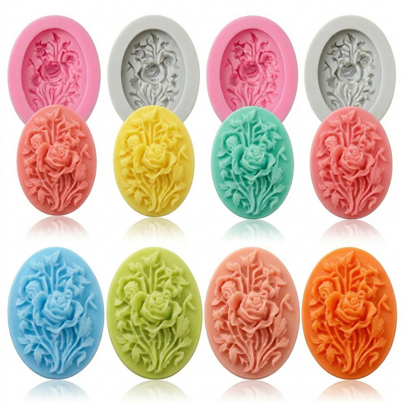 4 Silicone mold with flower sh - Soap Making Silicone Molds ulasan dan harga