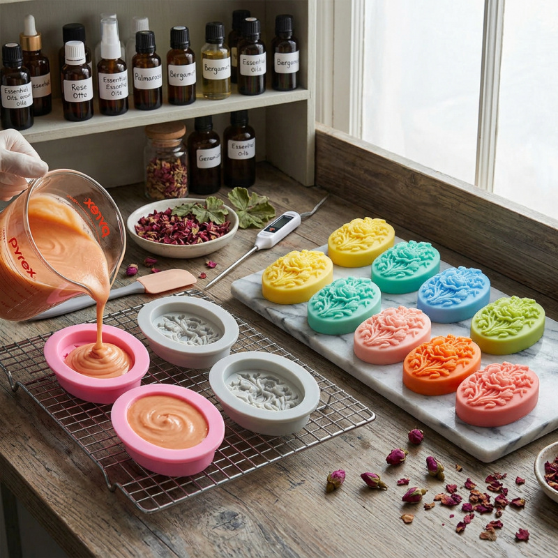 4 Silicone mold with flower sh - Soap Making Silicone Molds ulasan dan harga
