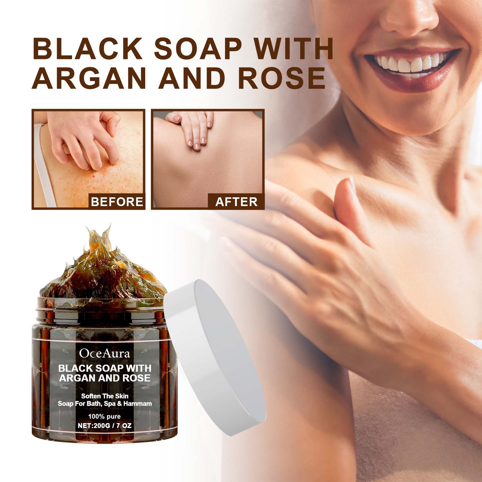 OCEAURA Black Soap With Argan  - Castor Oil Soap ulasan dan harga